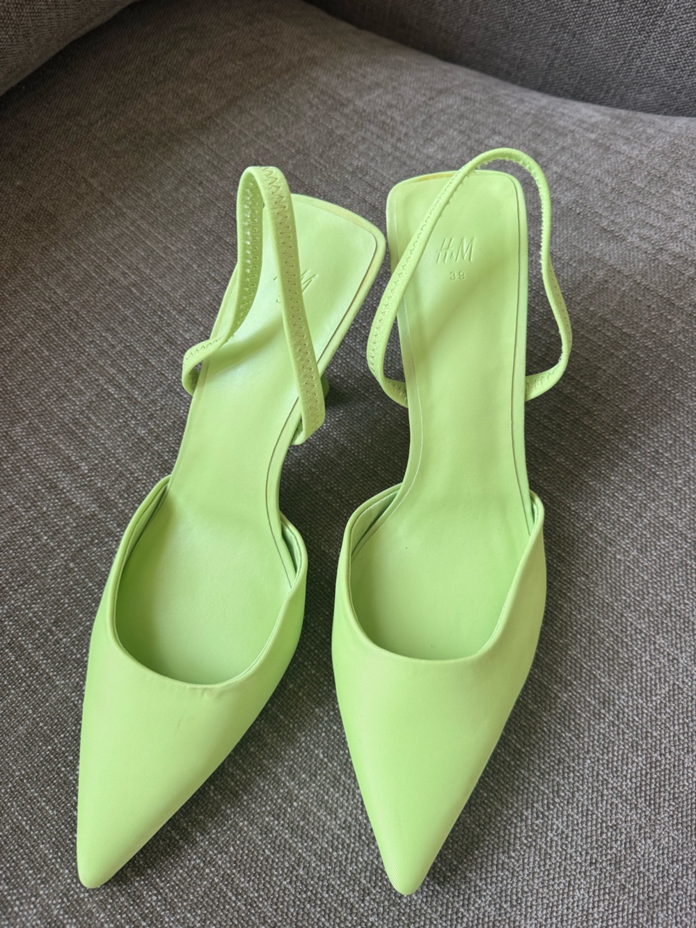 H&M Neon Green Slingback Heels